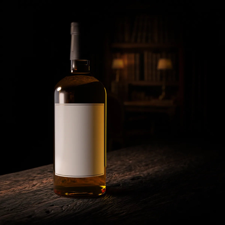 Flasche mit unbedrucktem Etikett